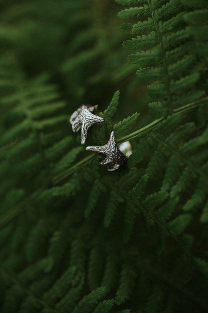 Deer Antler Silver Adjustable Ring