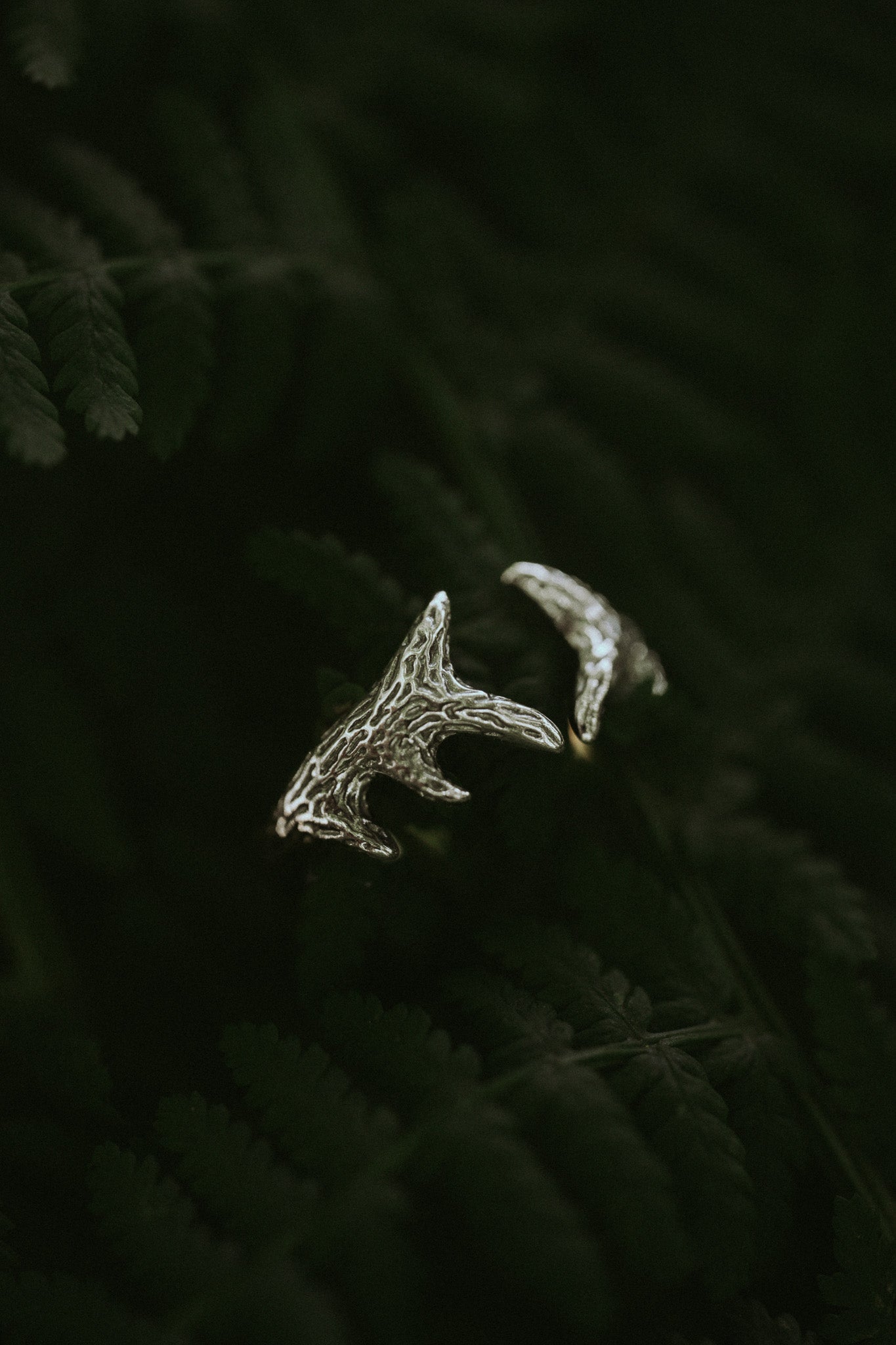 Deer Antler Silver Adjustable Ring