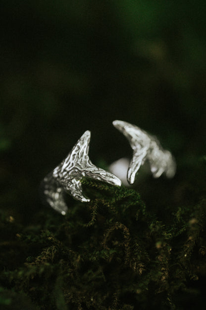 Deer Antler Silver Adjustable Ring