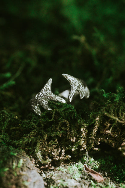 Deer Antler Silver Adjustable Ring