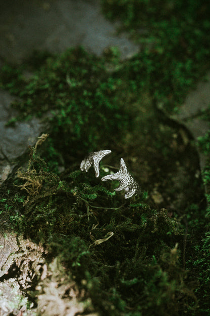 Deer Antler Silver Adjustable Ring