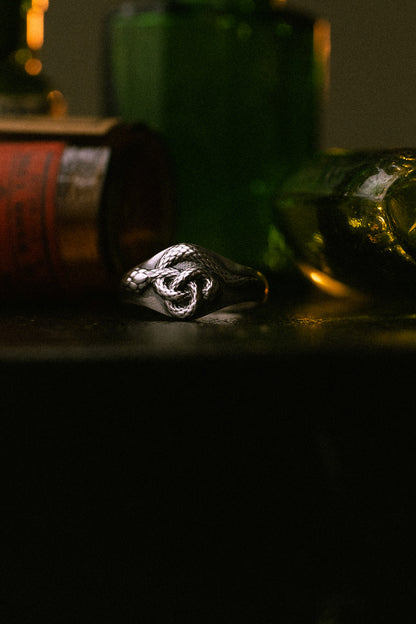 'Corra' Sterling Silver Celtic Serpent Ring