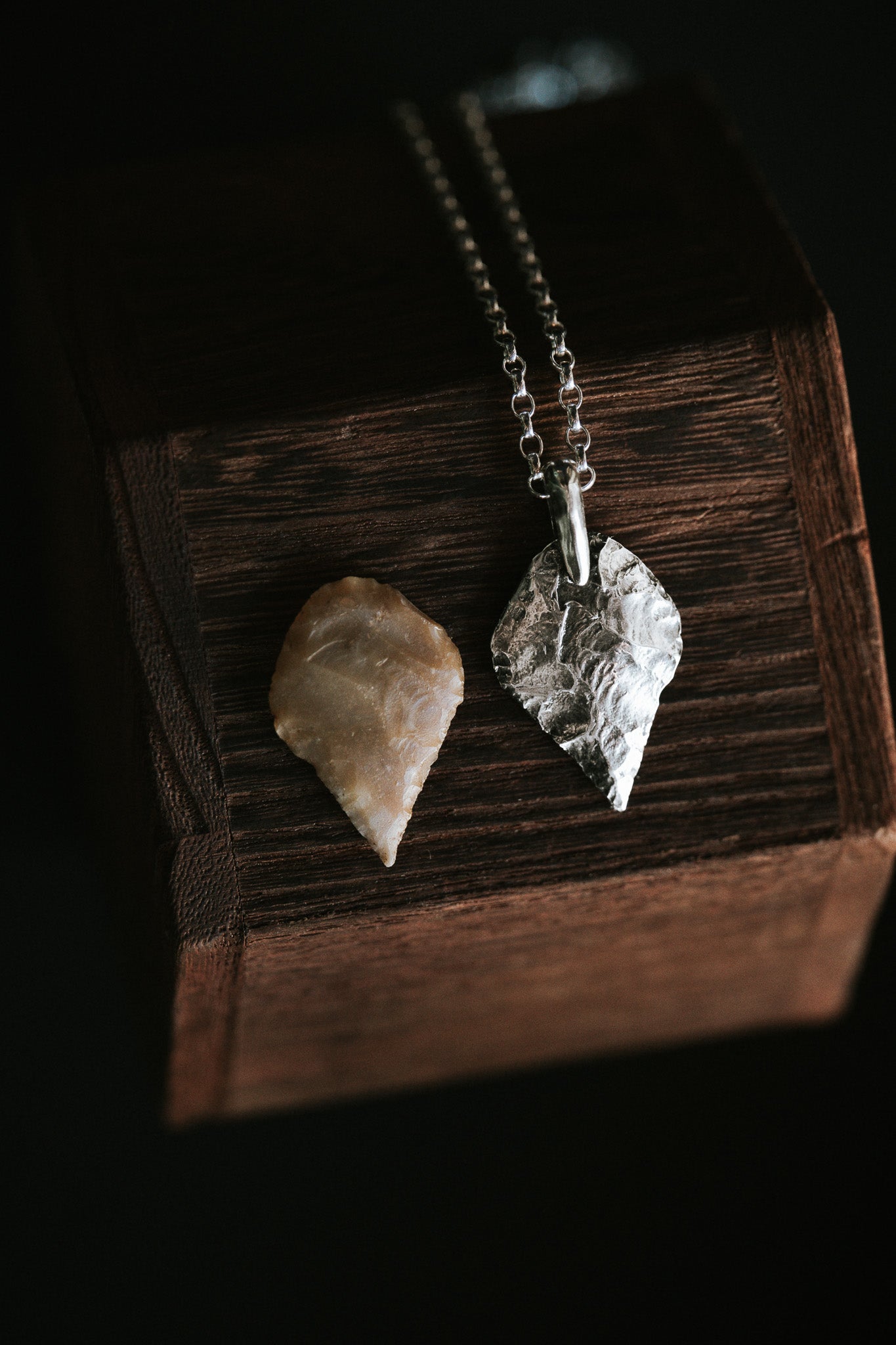 Replica Arrowhead Sterling Silver and Leather Necklace