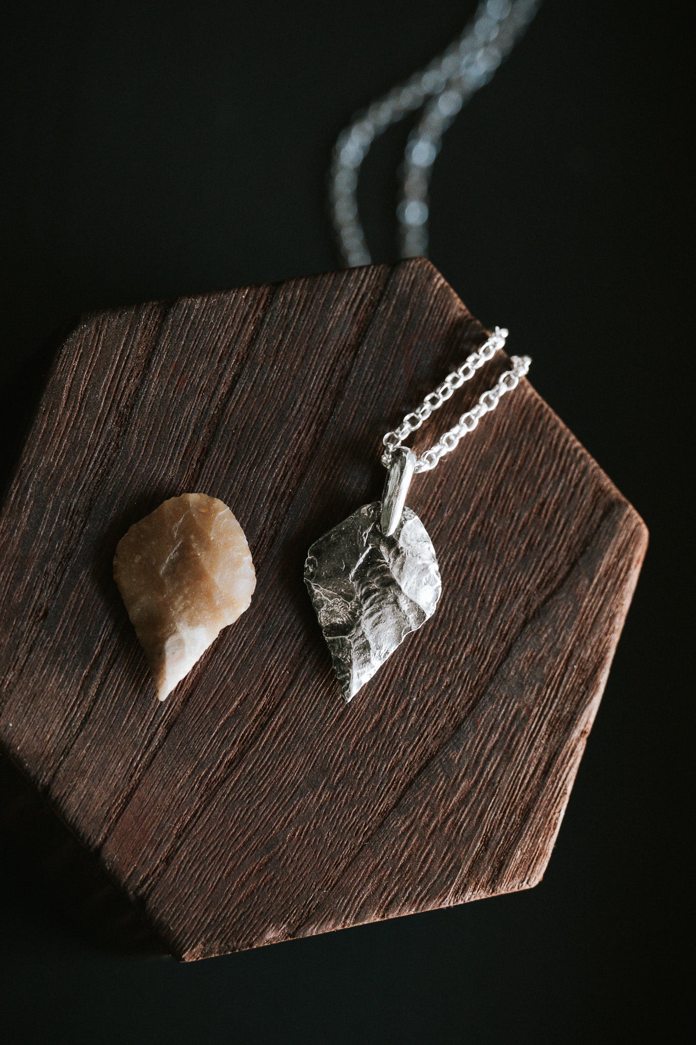 Replica Arrowhead Sterling Silver and Leather Necklace