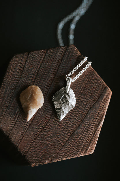 Replica Arrowhead Sterling Silver and Leather Necklace