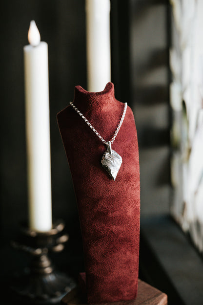 Replica Arrowhead Sterling Silver and Leather Necklace
