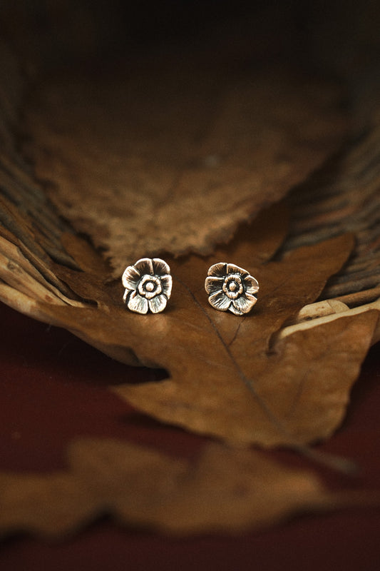 Demeters Poppy Silver Stud Earrings