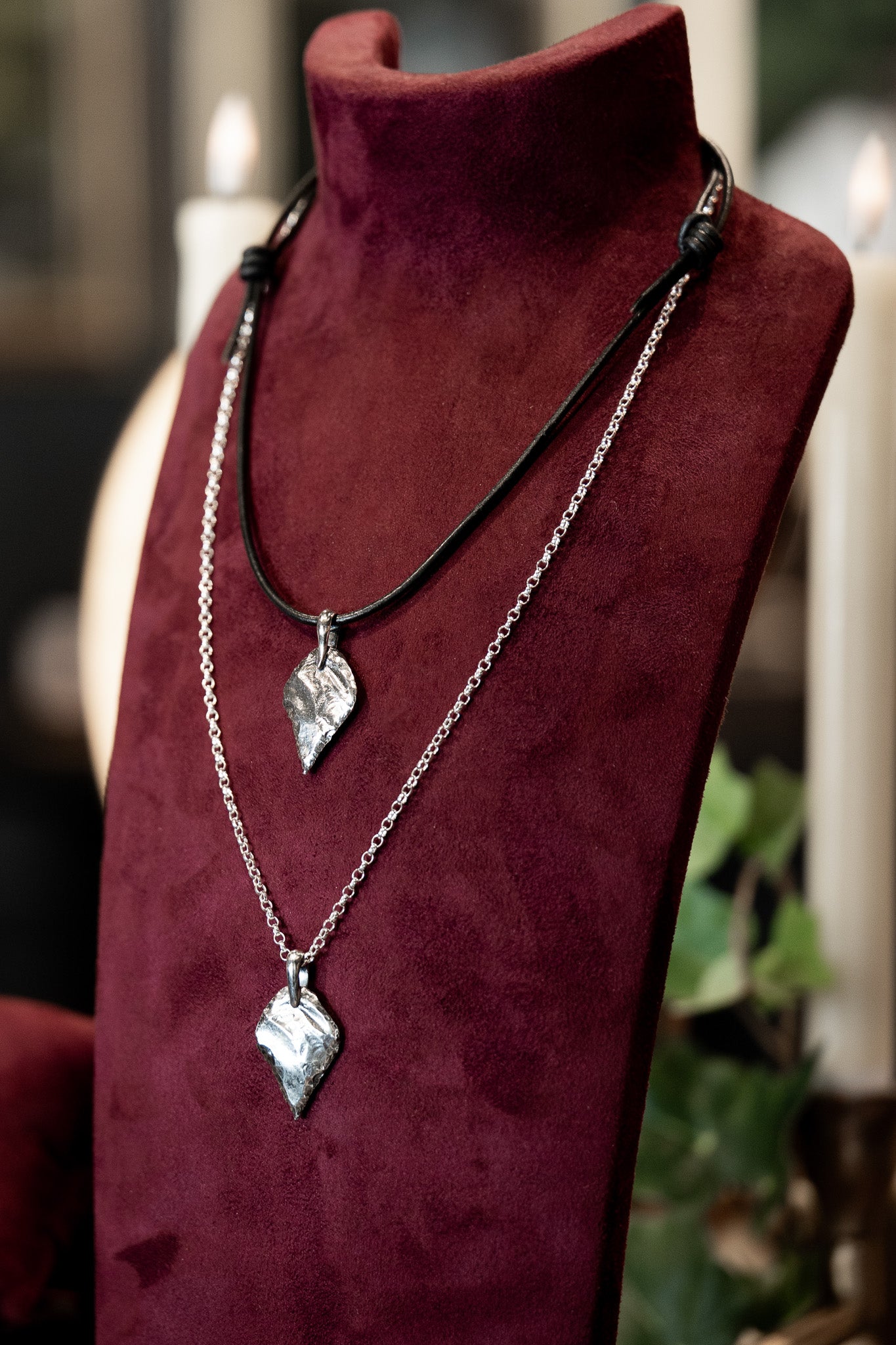 Replica Arrowhead Sterling Silver and Leather Necklace