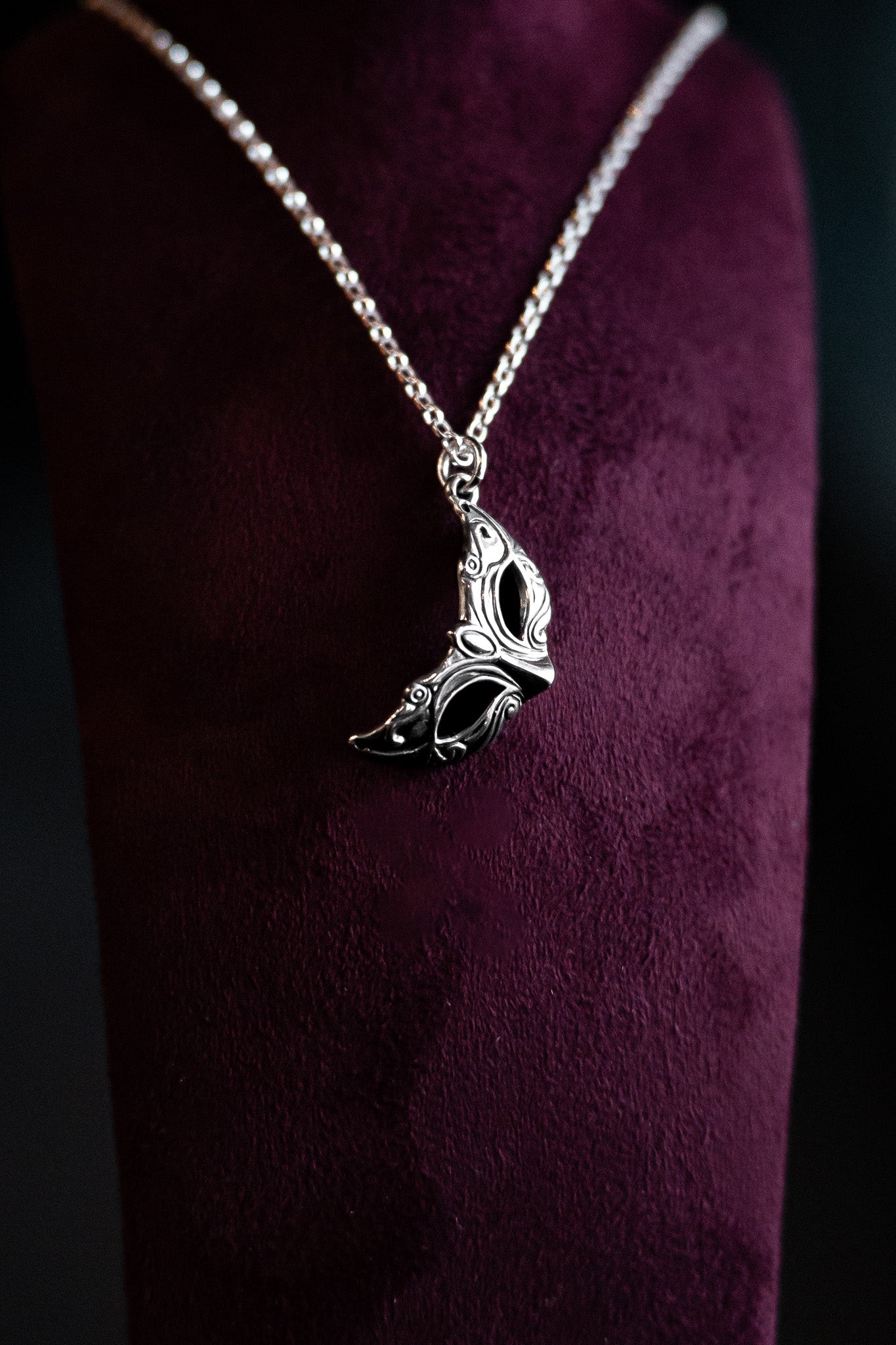 Masquerade Mask Silver Pendant Necklace