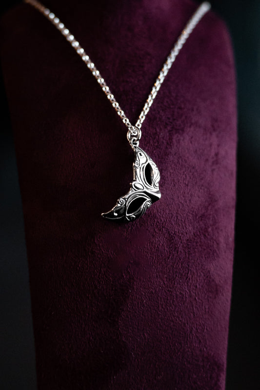 Masquerade Mask Silver Pendant Necklace