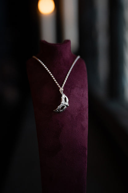 Masquerade Mask Silver Pendant Necklace