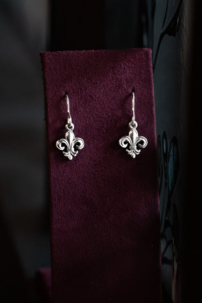 Sterling Silver Fleur-de-lis Dangle Earrings