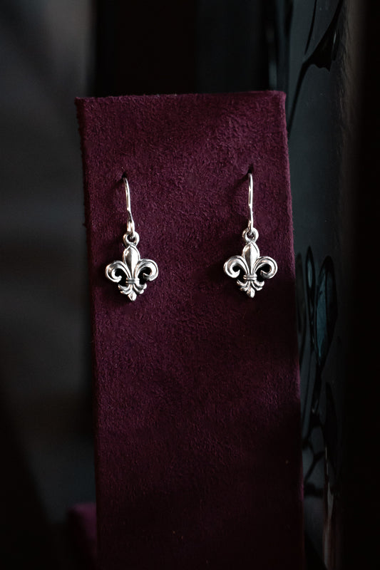 Sterling Silver Fleur-de-lis Dangle Earrings