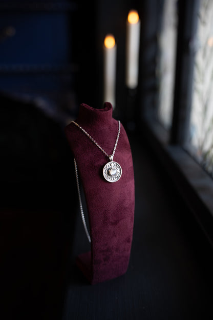 Moon Phase Silver and Moonstone Talisman Pendant Necklace