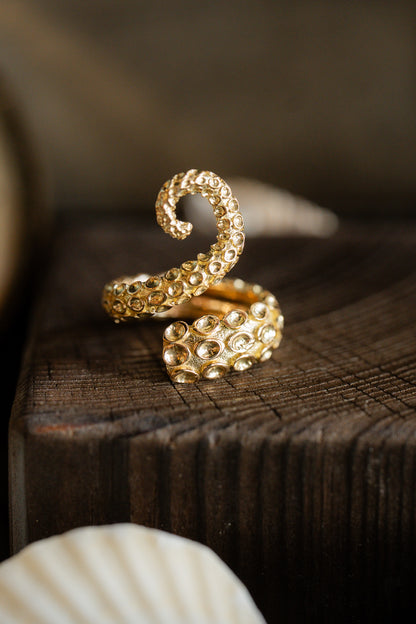 The Kraken Gold Adjustable Tentacle Ring