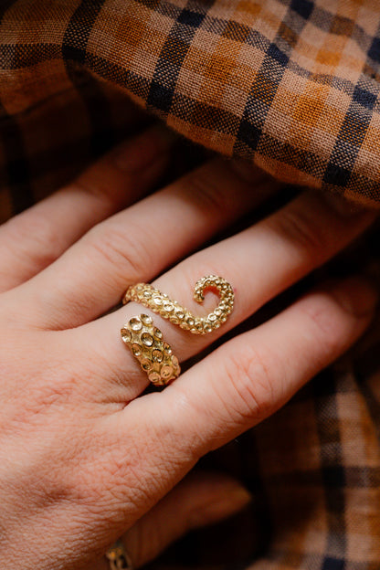The Kraken Gold Adjustable Tentacle Ring