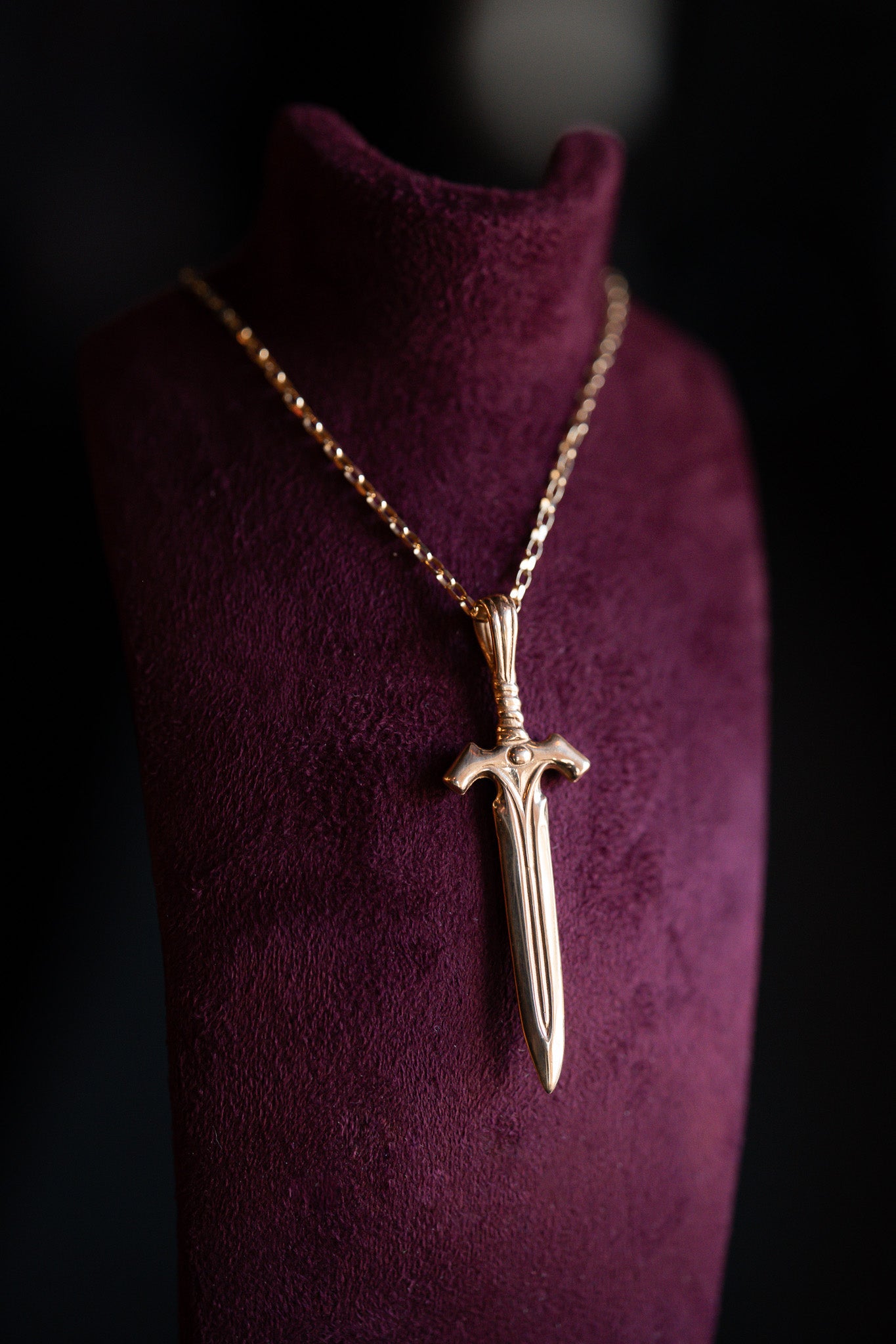 Gold Large Sword Pendant Necklace - The Watcher