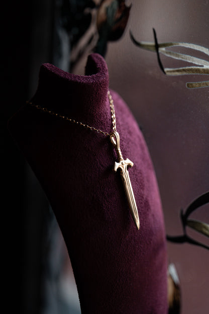 Gold Large Sword Pendant Necklace - The Watcher