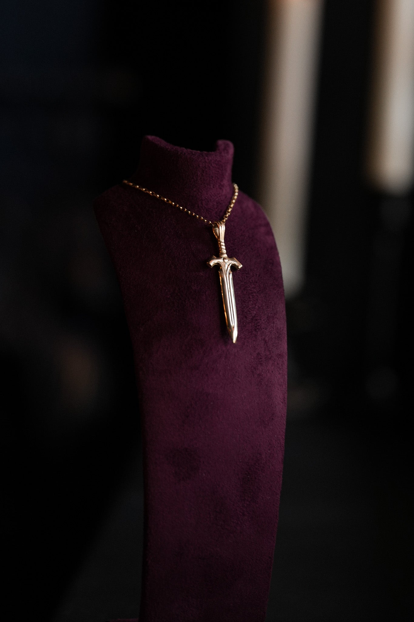 Gold Large Sword Pendant Necklace - The Watcher