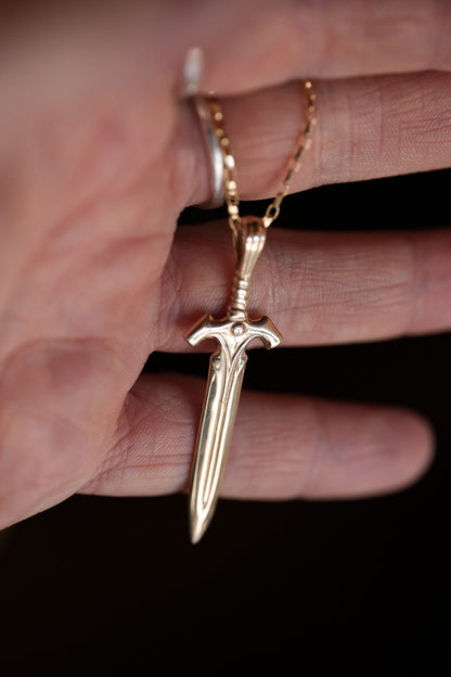 Gold Large Sword Pendant Necklace - The Watcher