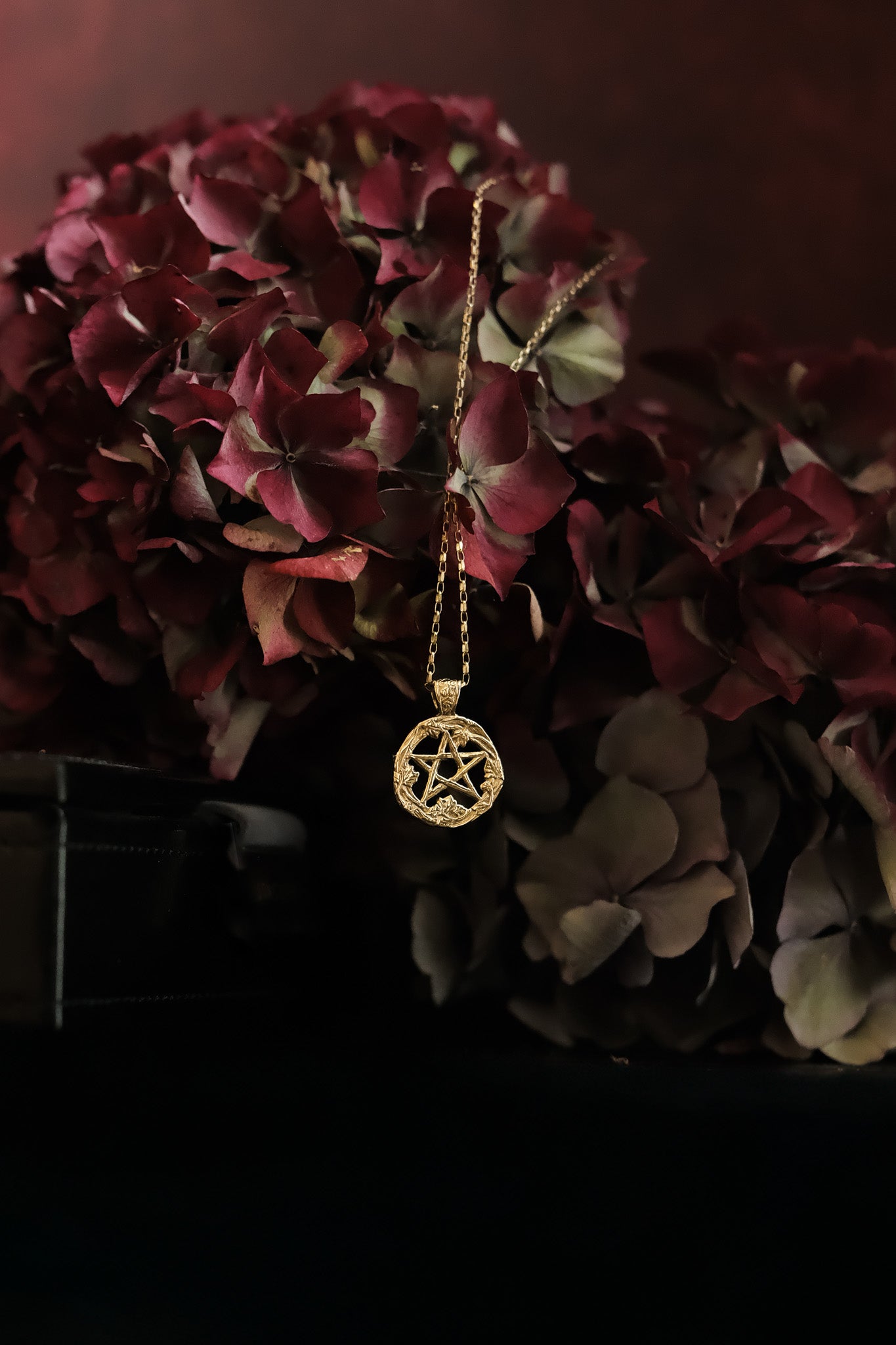 Gold Enchanted Nature Pentacle Pendant Necklace