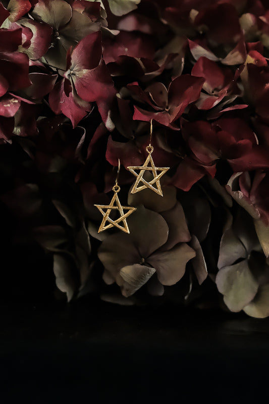 Gold Wildwood Pentagram Dangle Earrings