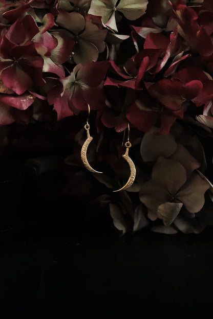 Sickle of Demeter Gold Dangle Earrings