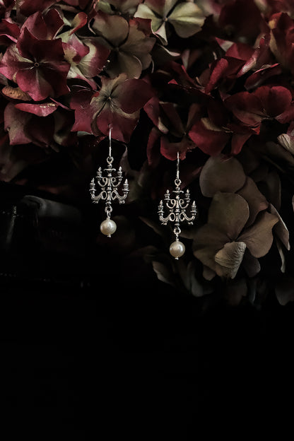 Sterling Silver Chandelier Earrings with Pearl