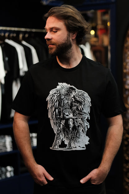 Black Morrigan T-Shirt - Celtic goddess of Battle, Sovereignty, Fate and Prophetic Insight (by Artist Julia Ashby Smyth for Sacred Clan)