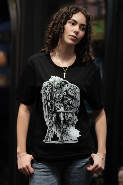 Black Morrigan T-Shirt - Celtic goddess of Battle, Sovereignty, Fate and Prophetic Insight (by Artist Julia Ashby Smyth for Sacred Clan)