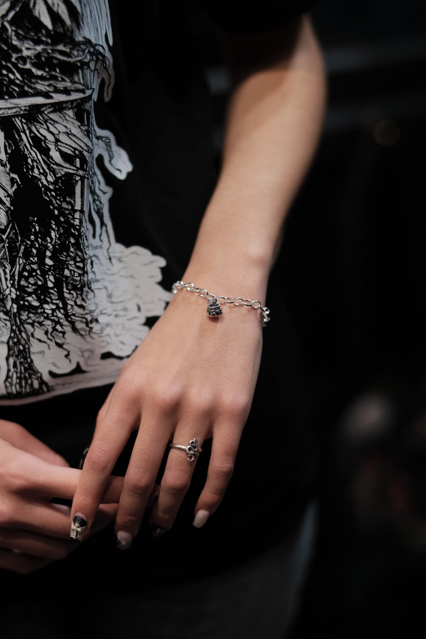 Sterling Silver Cauldron Charm Bracelet