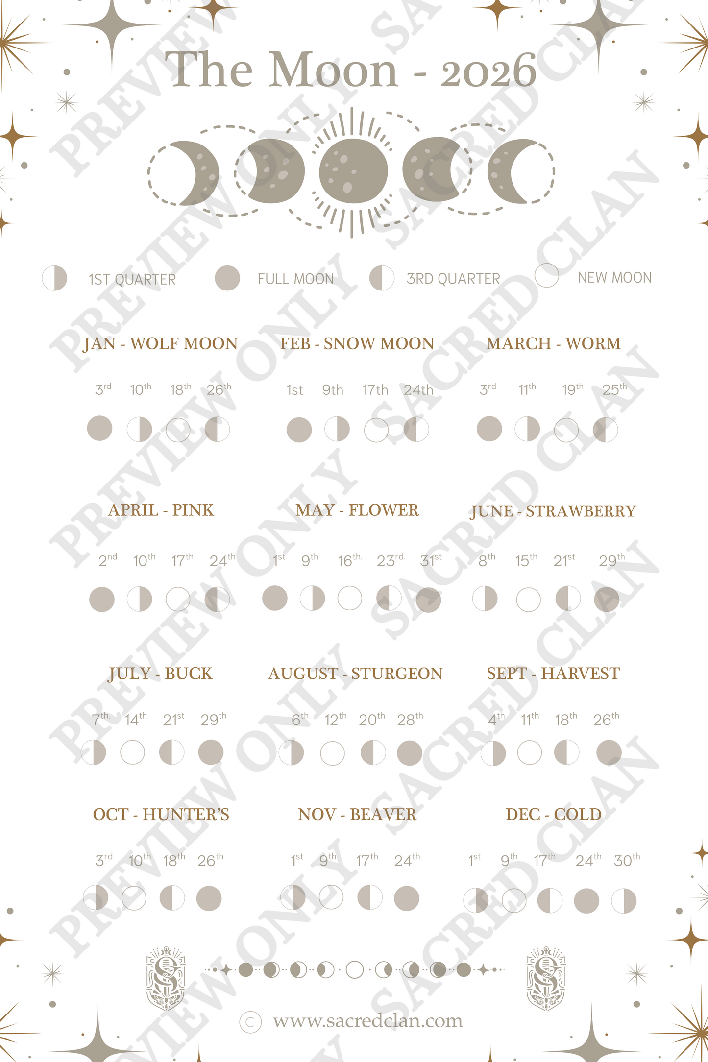 Moon Phase Printable 2026