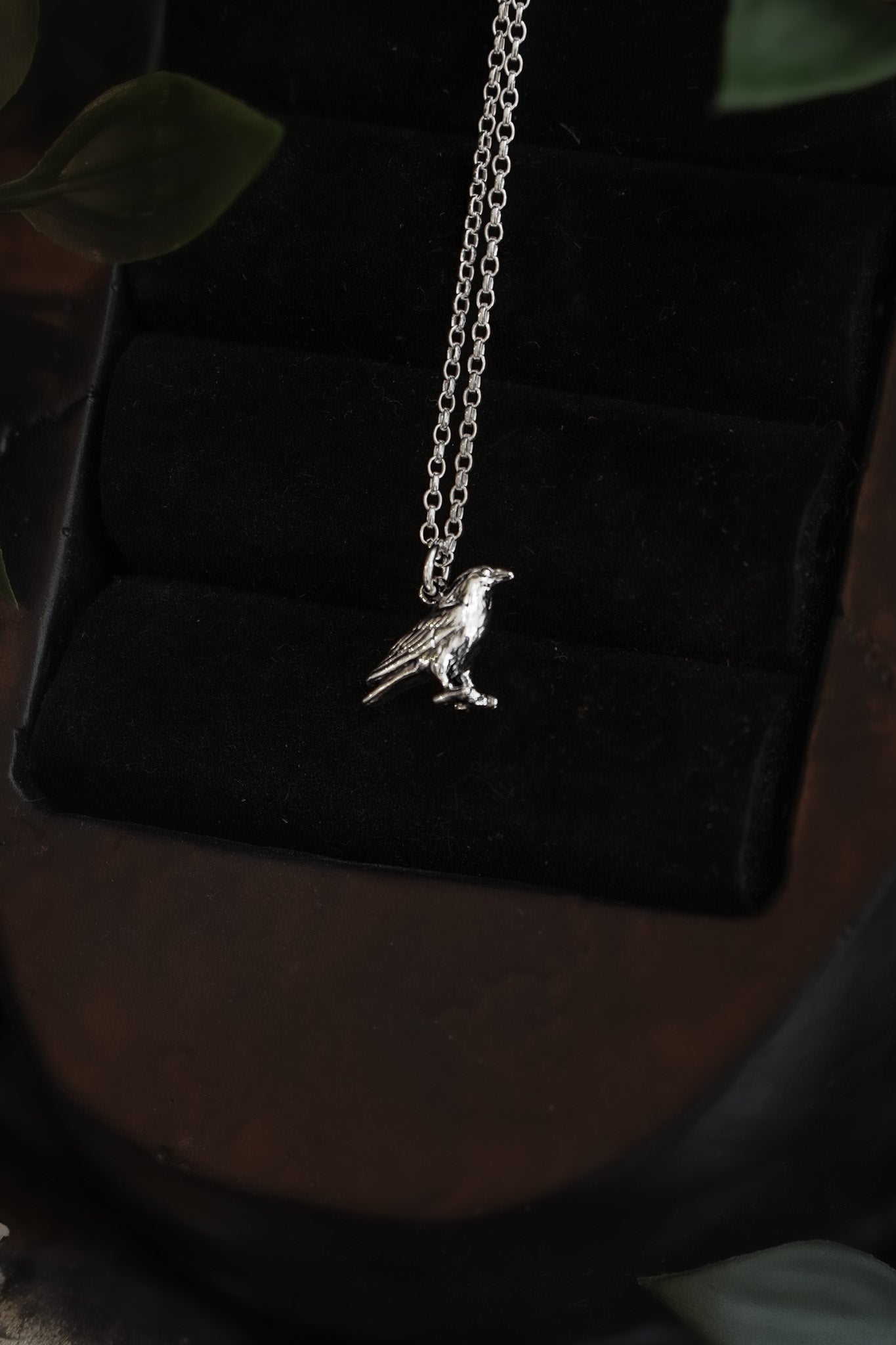 Sterling Silver Raven Charm Necklace