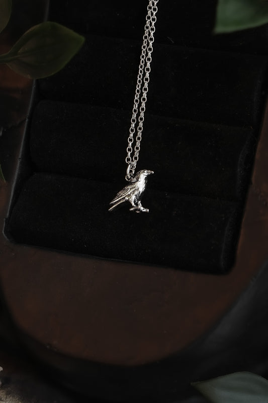 Sterling Silver Raven Charm Necklace