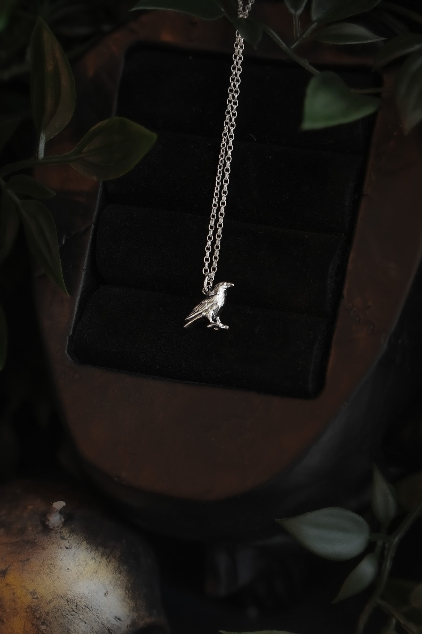 Sterling Silver Raven Charm Necklace