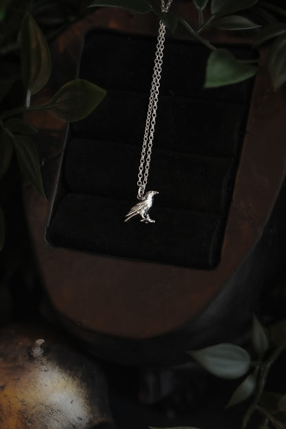 Sterling Silver Raven Charm Necklace