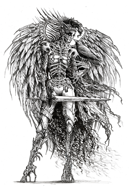 Black Morrigan T-Shirt - Celtic goddess of Battle, Sovereignty, Fate and Prophetic Insight (by Artist Julia Ashby Smyth for Sacred Clan)