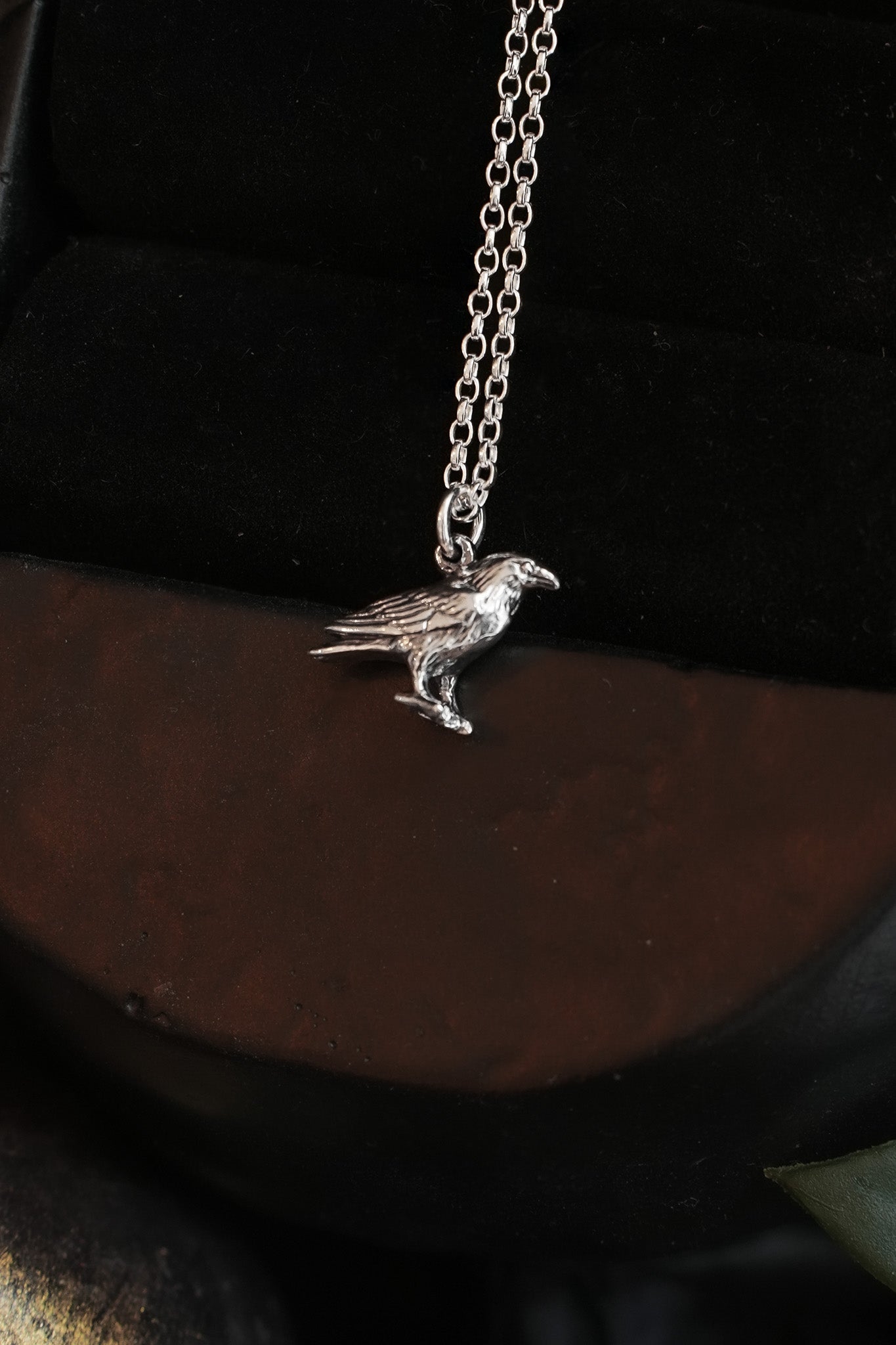 Sterling Silver Raven Charm Necklace