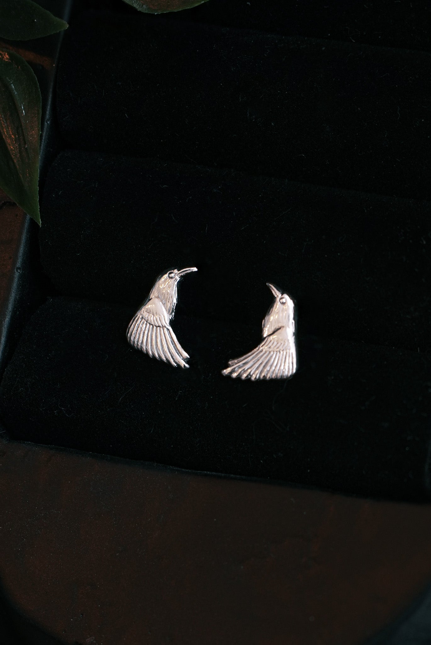 Silver Raven Stud Earrings