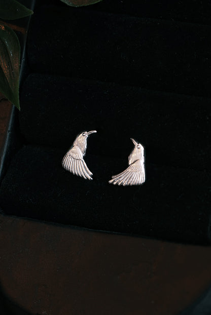 Silver Raven Stud Earrings