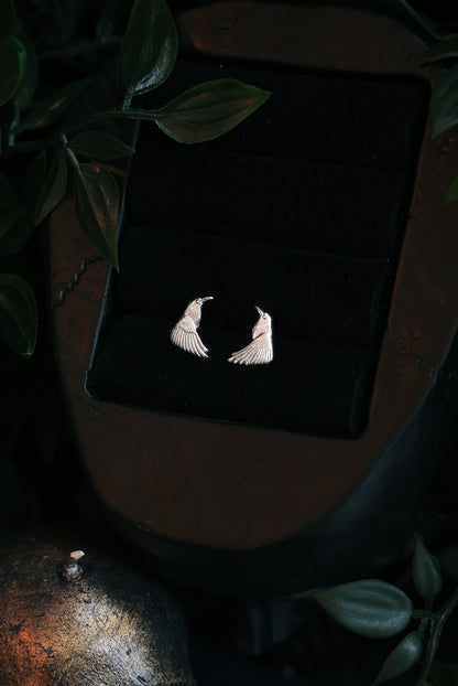 Silver Raven Stud Earrings