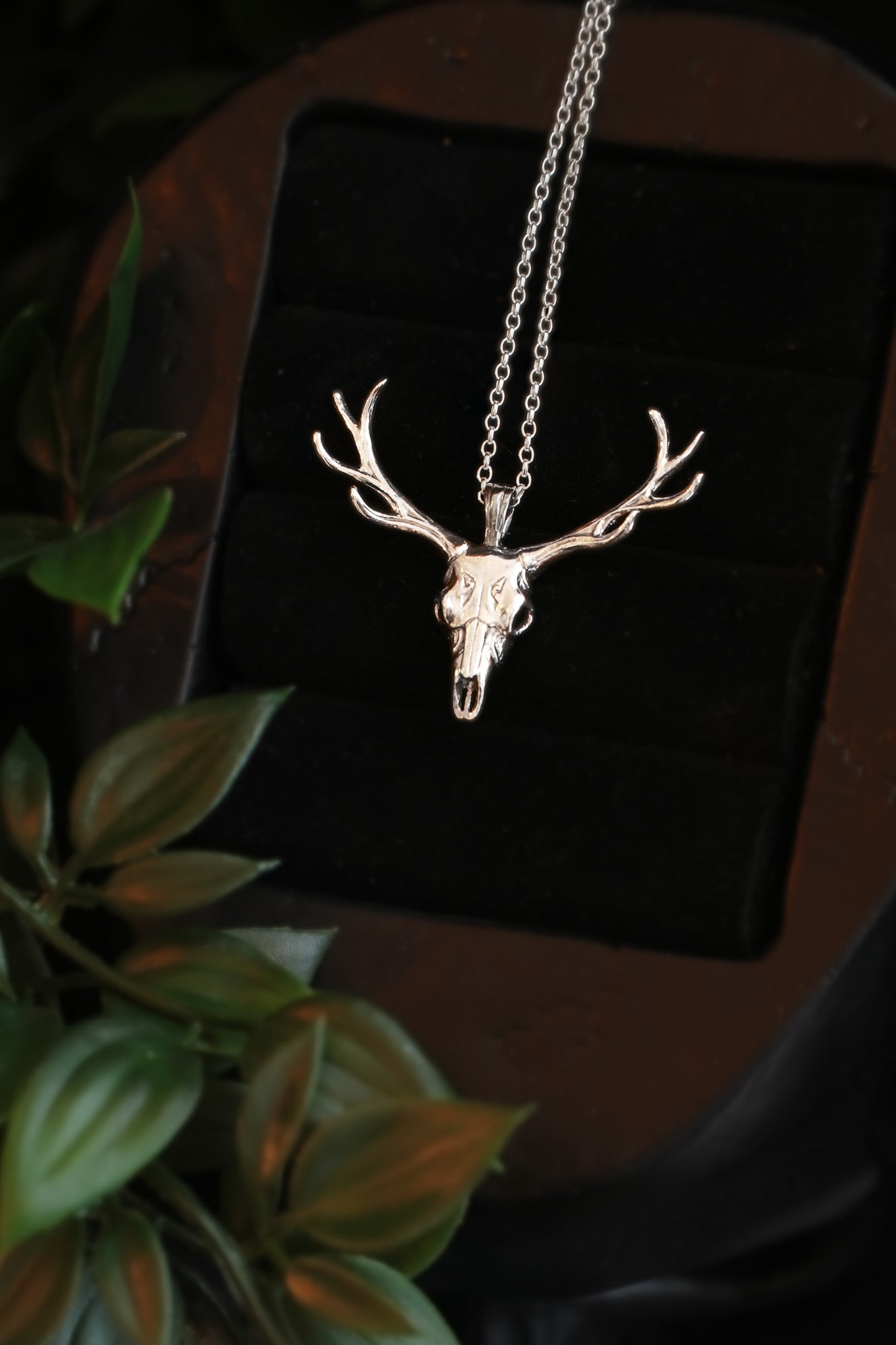 Deer Skull Sterling Silver Pendant Necklace